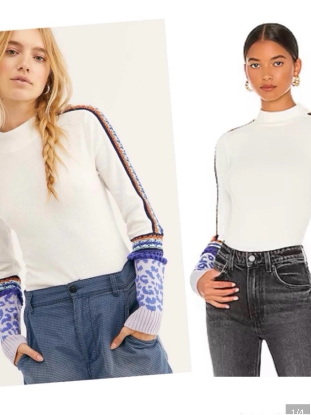 Free People Switch It Up Cuff Thermal Top Boho Shirt